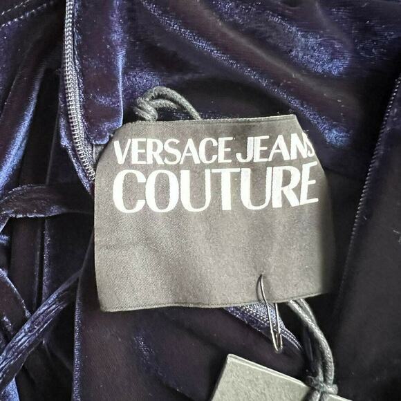 Versace Jeans Couture Navy Long Sleeve Faux Wrap Dress, US0 - Picture 7 of 10